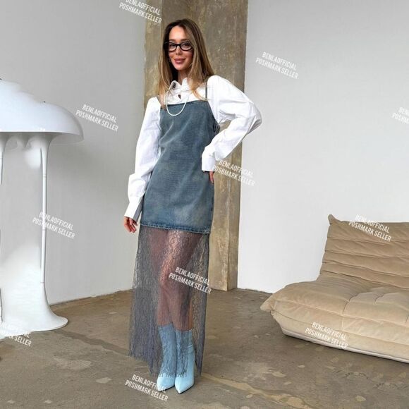 ZARAβLACEβTRIMβDENIMβDRESS - Picture 2 of 16